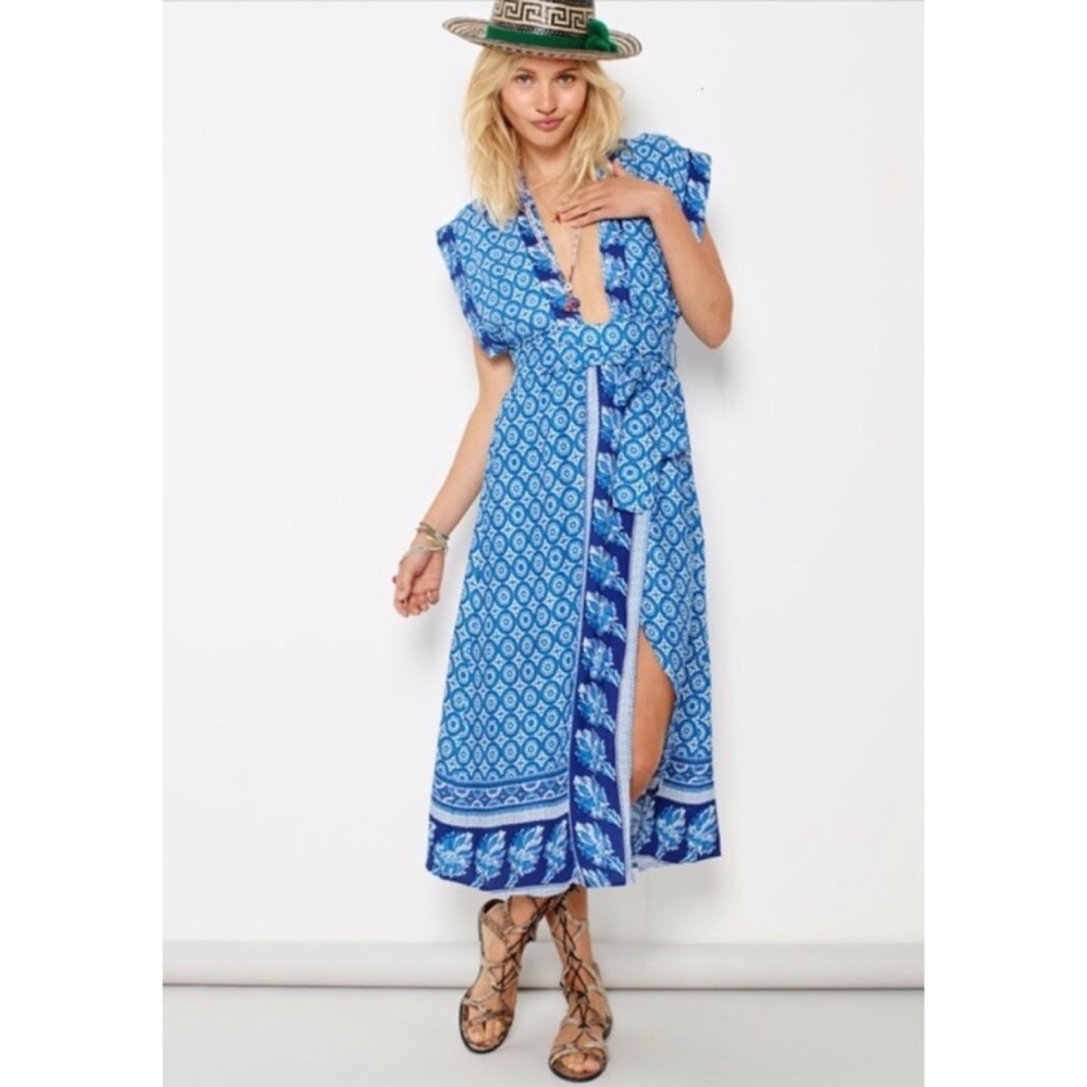 Minkpink Blue Kimono Midi Dress